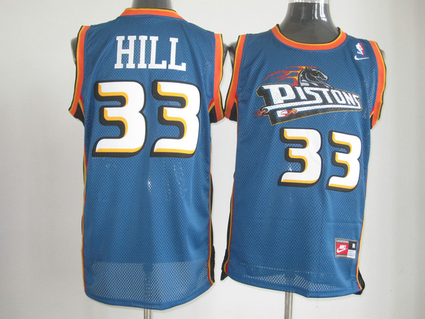 NBA Detroit Pistons 33 Hill Blue Adidas Jersey